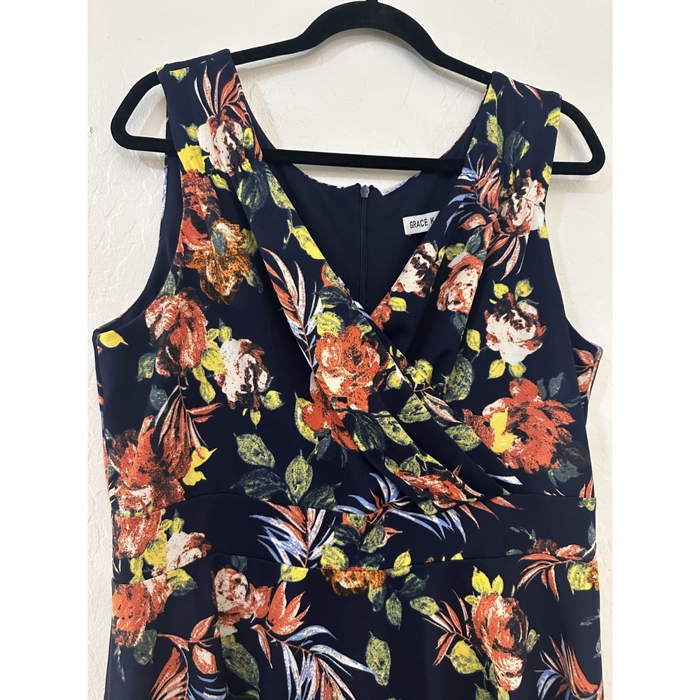 Grace Karin Floral Mini Dress Size 2X Tropical v neck Sleeveless Vacation Resort - Picture 8 of 13